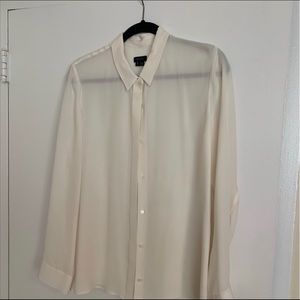 Theory Long Sleeve White Blouse